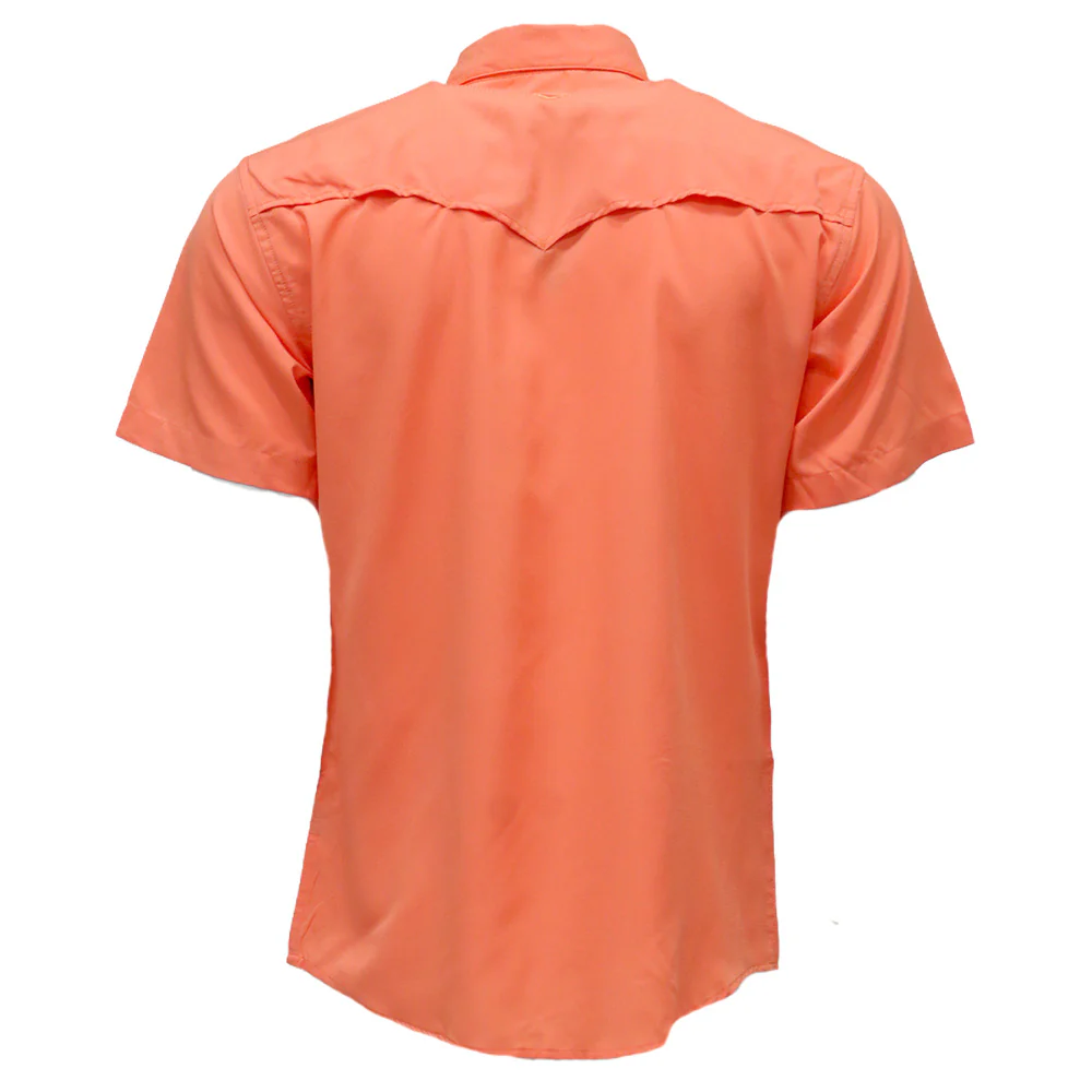 "Sol" Orange Short Sleeve Pearl Snap Shirt - Image 2