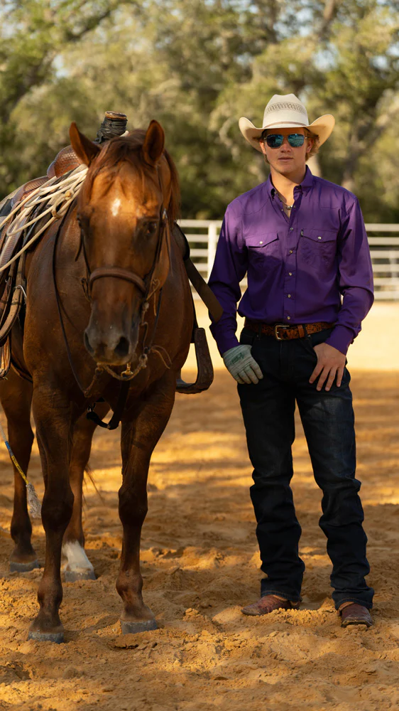 "Sol" Purple Long Sleeve Pearl Snap Shirt - Image 3