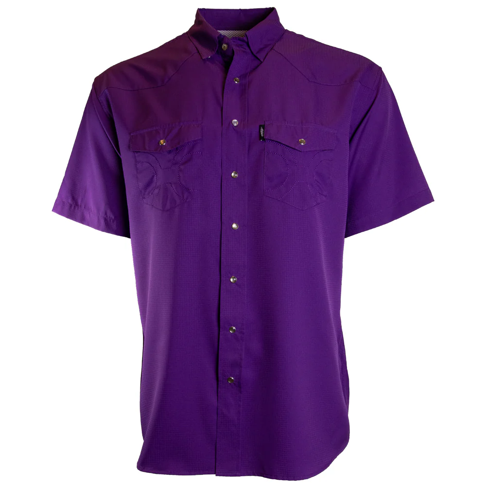 "Sol" Purple Short Sleeve Pearl Snap Shirt