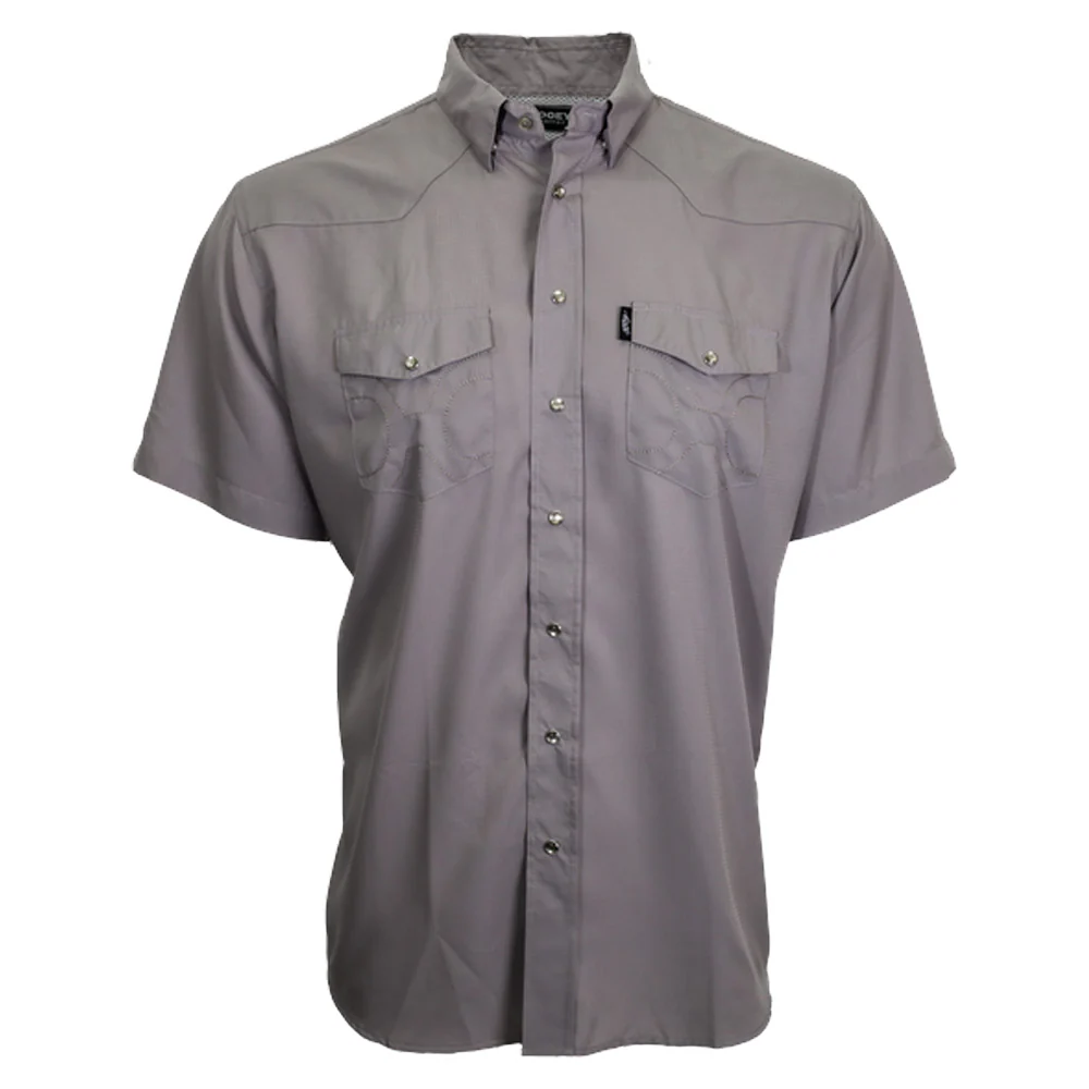 "Sol" Short Sleeve Pearl Snap Shirt Grey