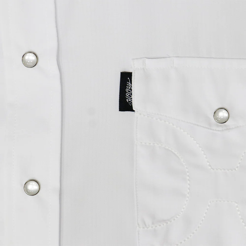 "Sol" Short Sleeve Pearl Snap Shirt White - Image 3