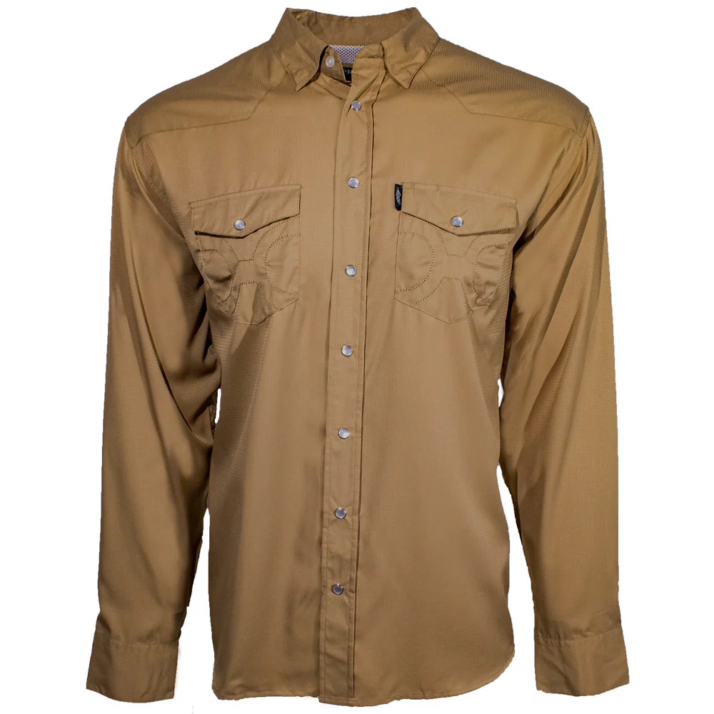 "Sol "Tigers Eye Long Sleeve Pearl Snap Shirt