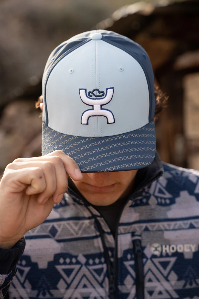 "Solo " Flexfit Hat Light/Blue/Navy w/ Hooey Logo - Image 6