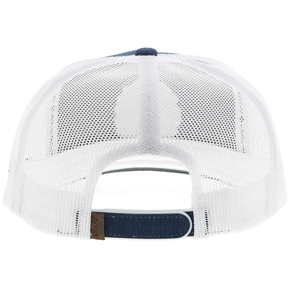"Spur" Hat Denim/White w/Leather Circle Patch - Image 2