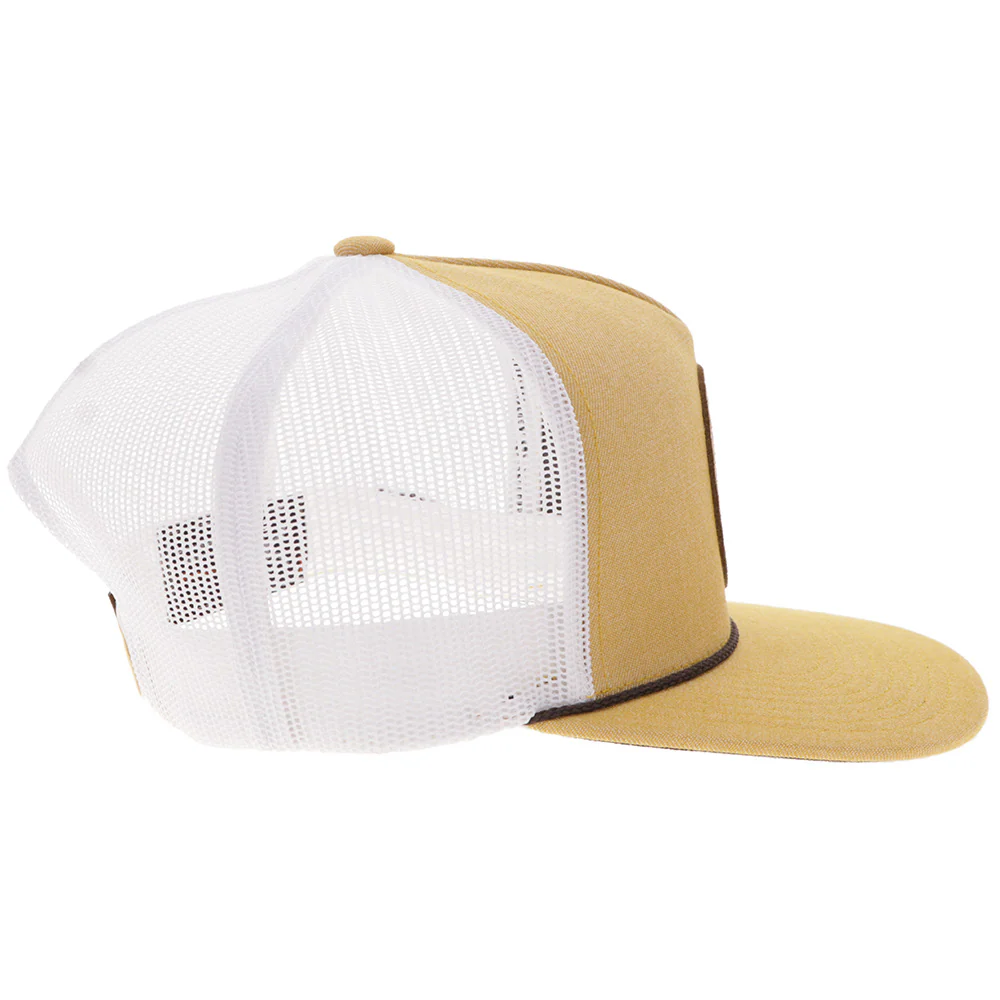 "Spur" Hat Tan/White w/Leather Circle Patch - Image 3