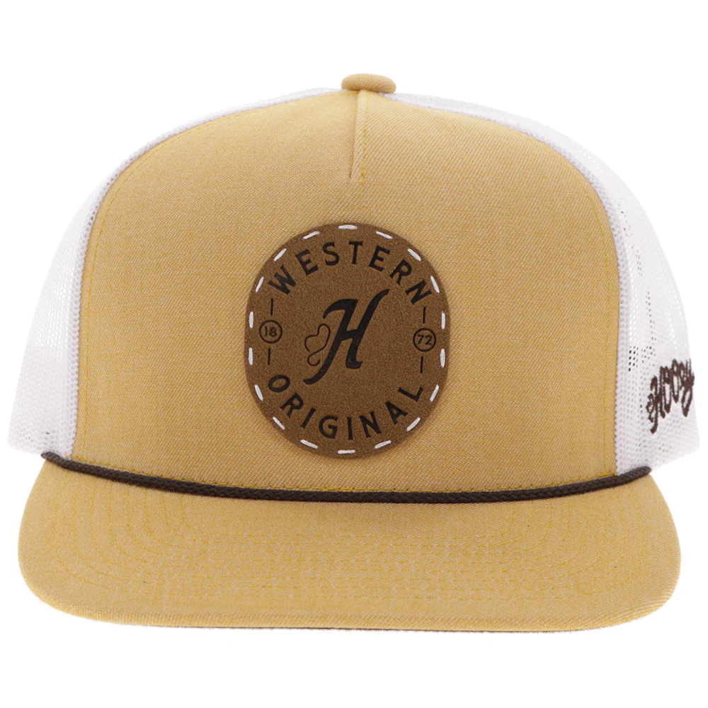 "Spur" Hat Tan/White w/Leather Circle Patch - Image 4
