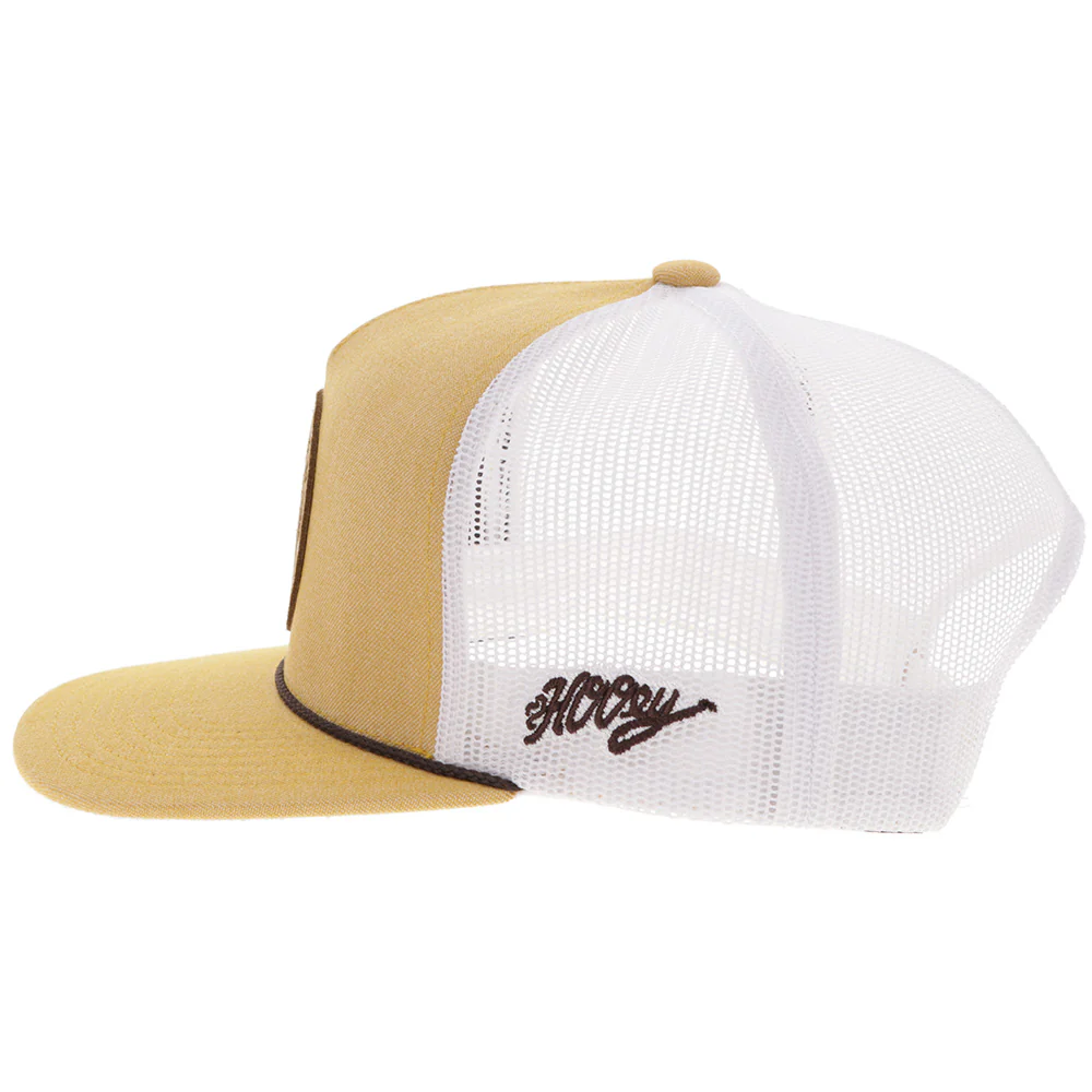 "Spur" Hat Tan/White w/Leather Circle Patch - Image 5