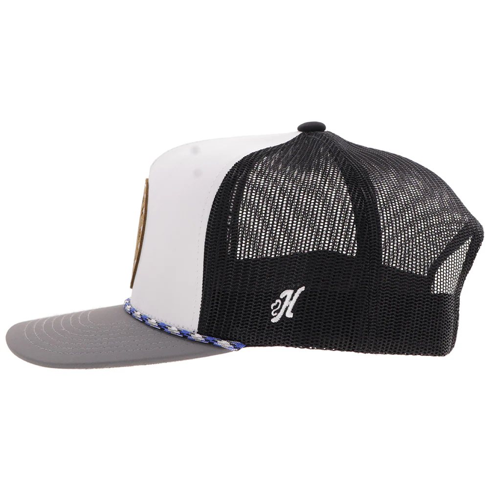 "Spur" Hat White/Charcoal w/Leather - Image 4