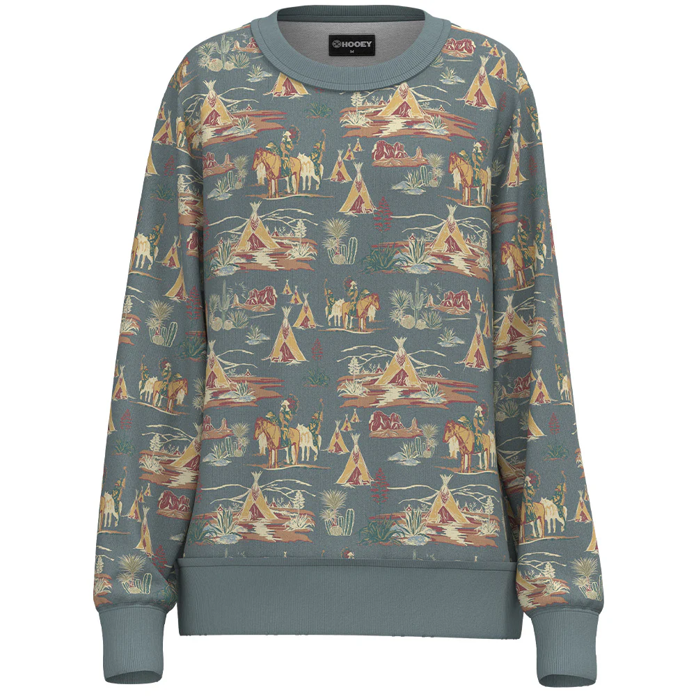 "Stallion Crew" Ladies Blue w/Stallian Pattern Logo Pullover
