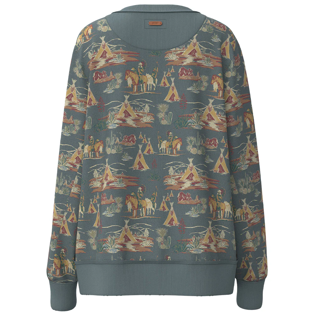 "Stallion Crew" Ladies Blue w/Stallian Pattern Logo Pullover - Image 2