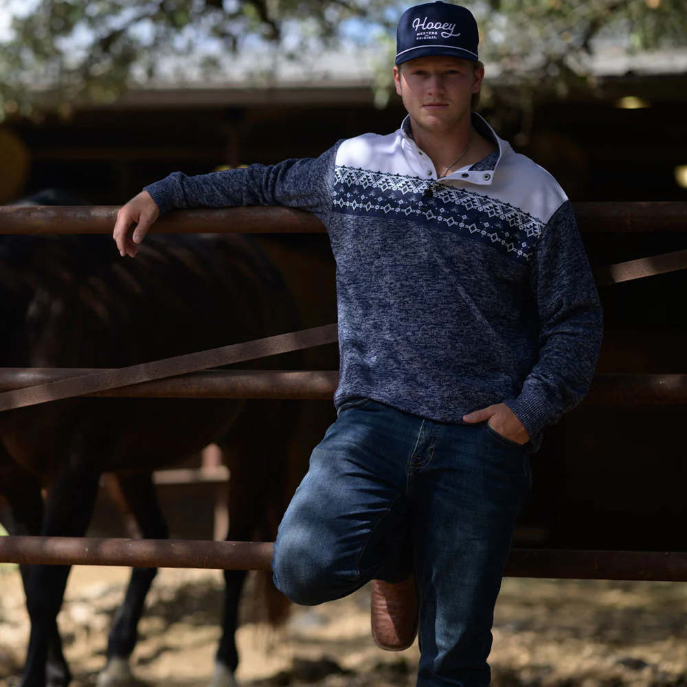"Stevie" Pullover Blue w/Aztec - Image 3