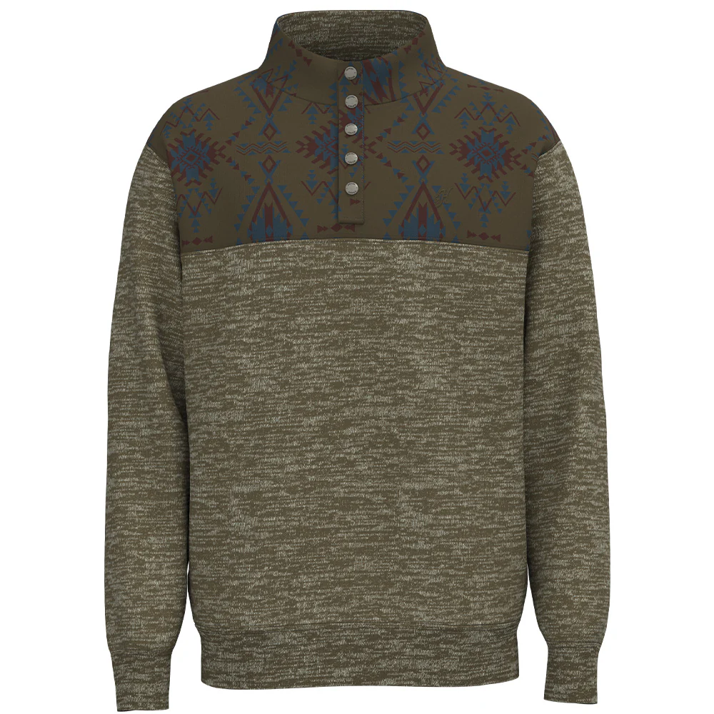 "Stevie" Pullover Brown w/Red & Blue Aztec