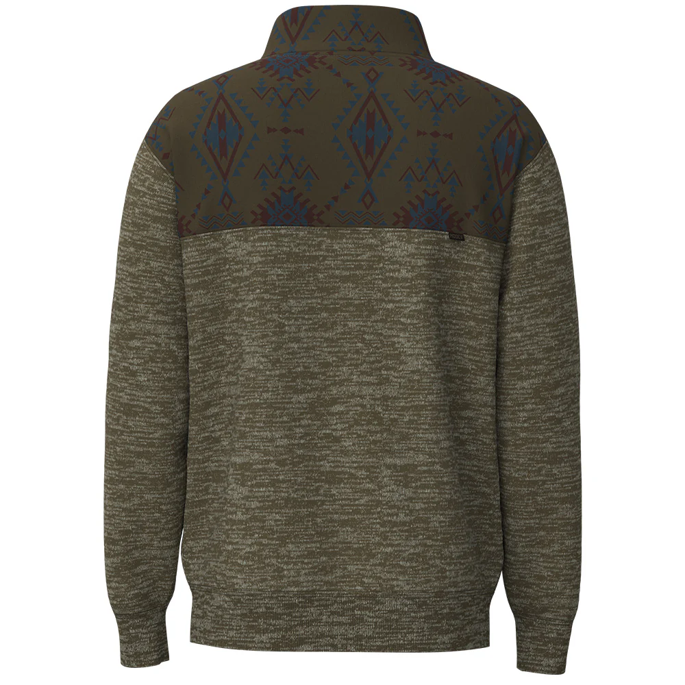 "Stevie" Pullover Brown w/Red & Blue Aztec - Image 2