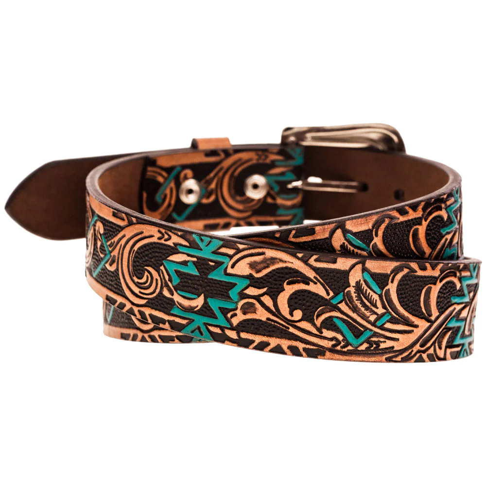 "Sundown" Aztec Filigree Embossed Tan/Rust Belt - Image 2