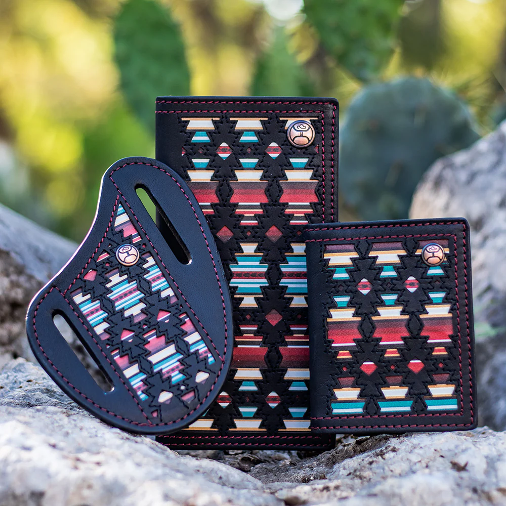 "Sunizona Knockout" Rodeo Wallet Black w/Serape Print - Image 4