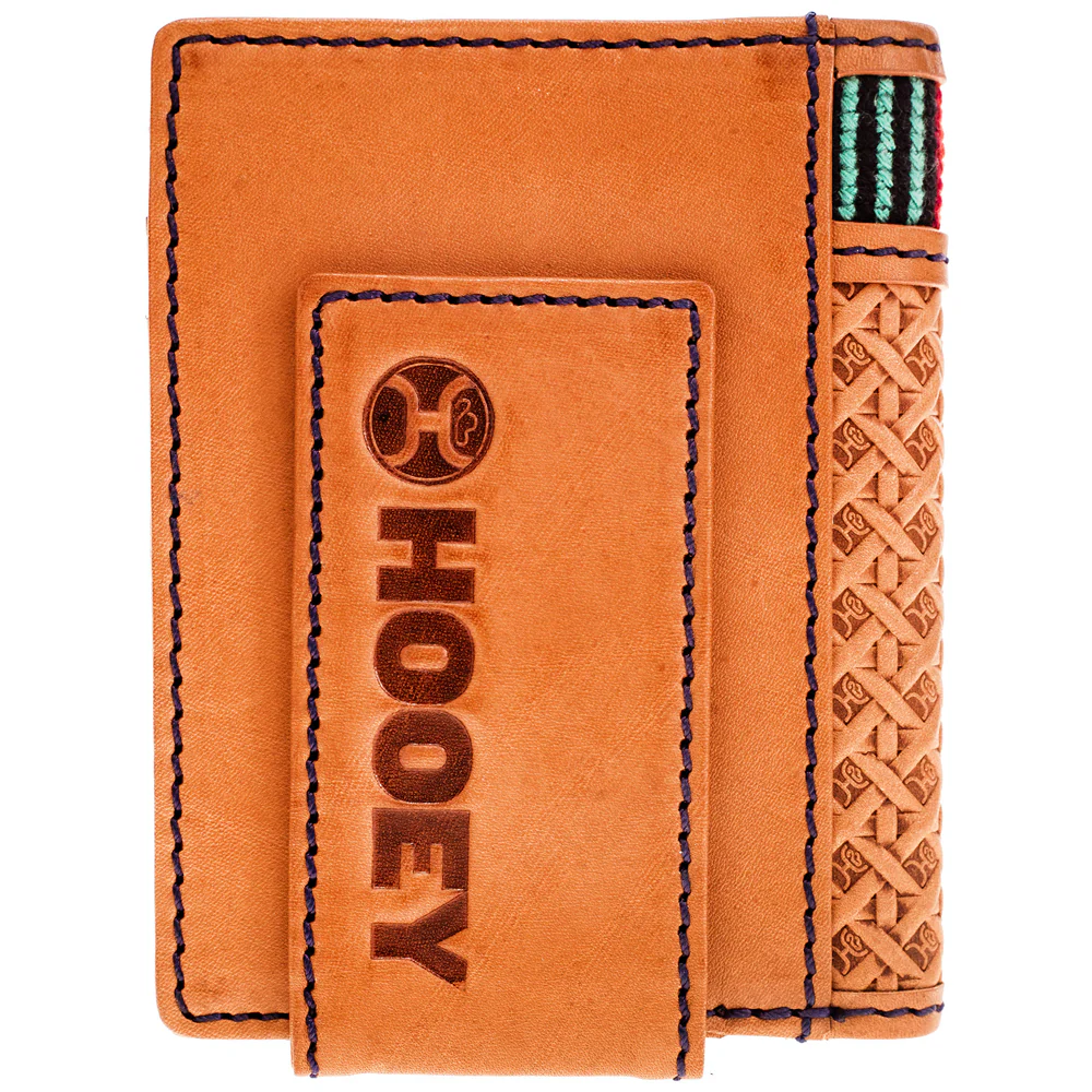 "Tarlo" Basket Weave Tan/Serape Bifold Money Clip - Image 2