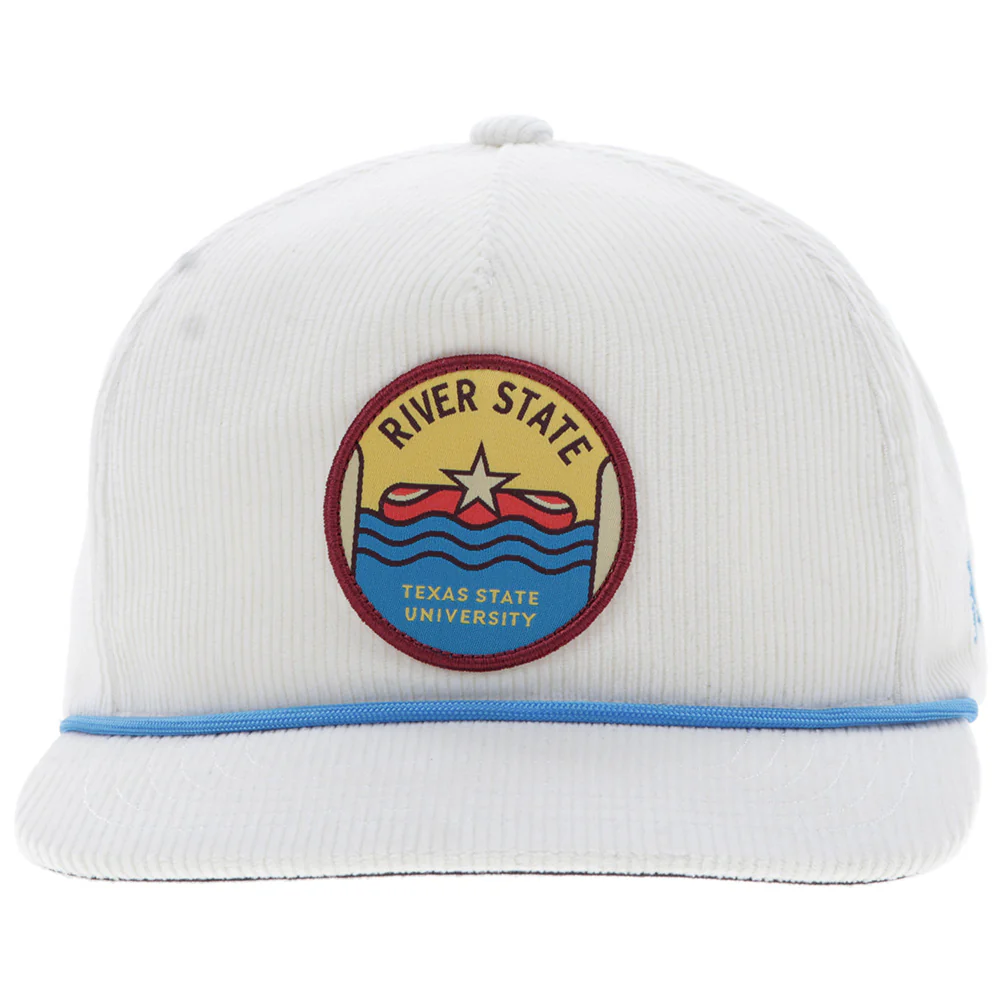 Texas State Hat Cream Corduroy w/Multi Color Circle Patch - Image 4
