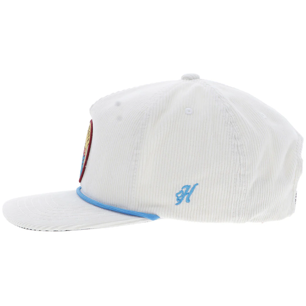 Texas State Hat Cream Corduroy w/Multi Color Circle Patch - Image 5