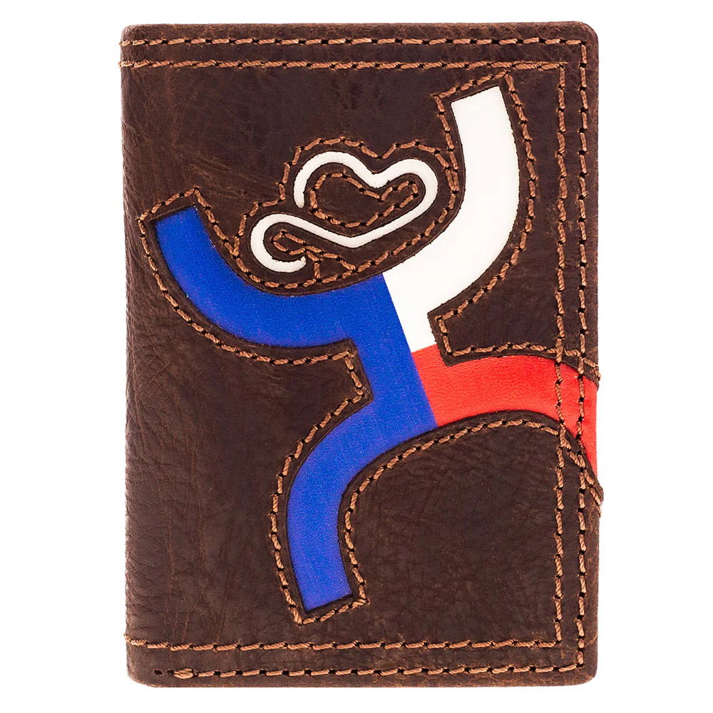 "Texican" Brown/ Texas Flag Inlay Trifold Hooey Wallet