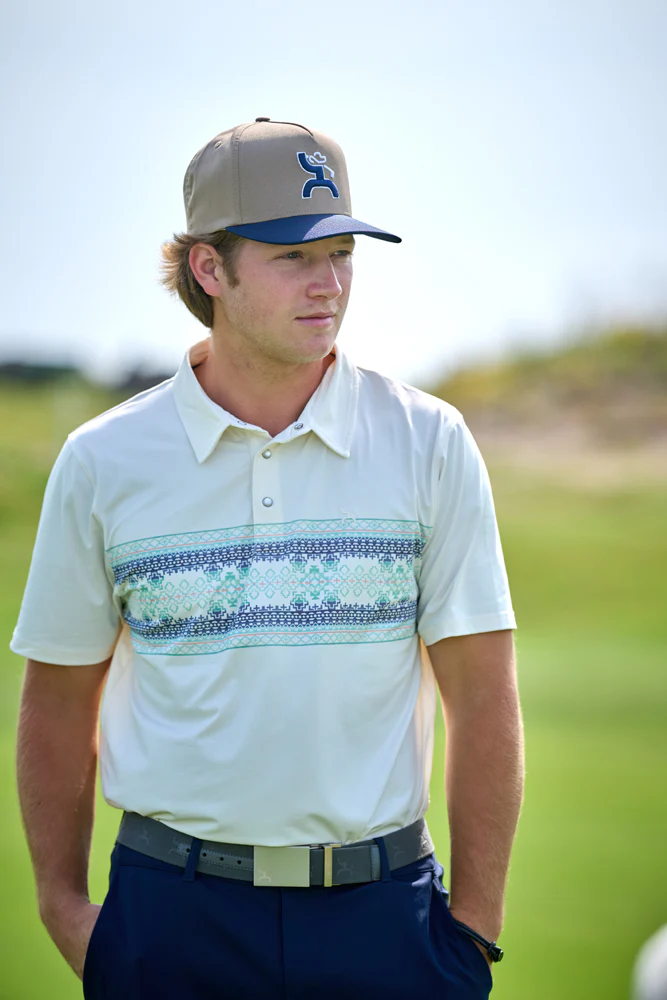 "The Drive" Polo Cream w/ Multi-Color Aztec - Image 3