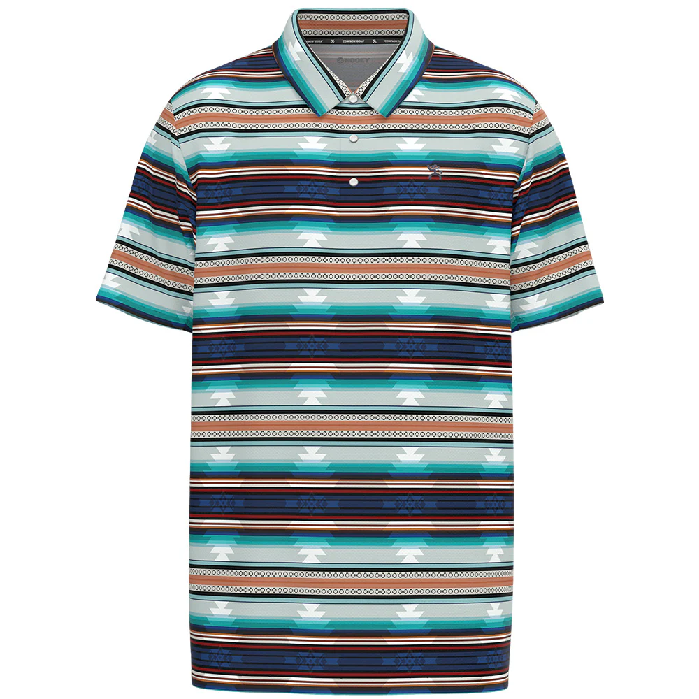 "The Drive" Polo Red & Blue Striped w/Aztec