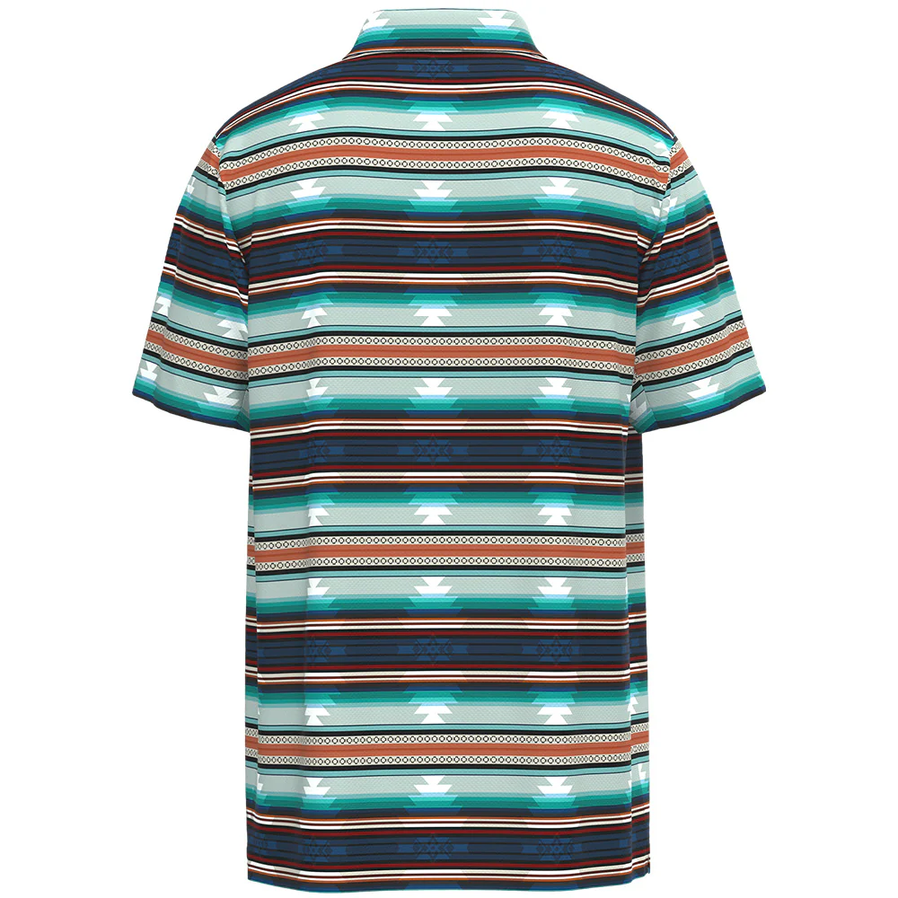 "The Drive" Polo Red & Blue Striped w/Aztec - Image 2