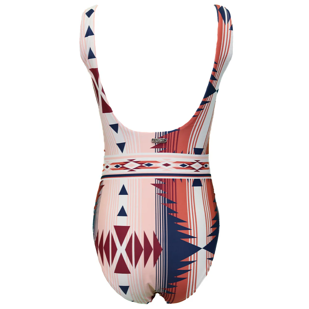 "The Ollie" One Piece Swimsuit Pink & Blue Aztec - Image 2