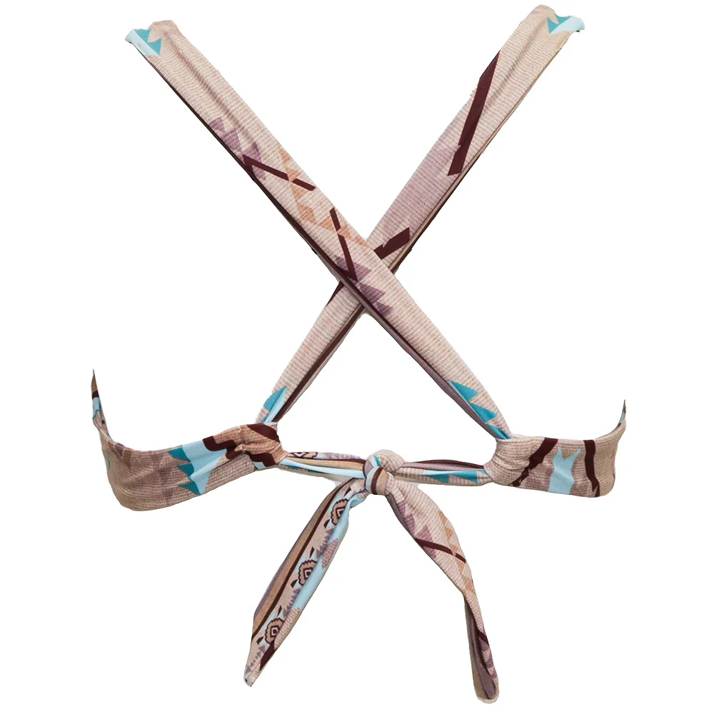 "The Rampy" Reversible Swimsuit Top Taupe Aztec Stripe - Image 3