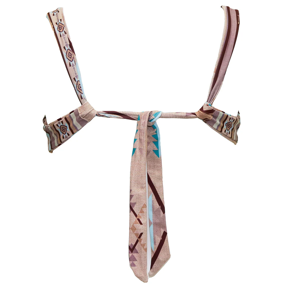 "The Rampy" Reversible Swimsuit Top Taupe Aztec Stripe - Image 4