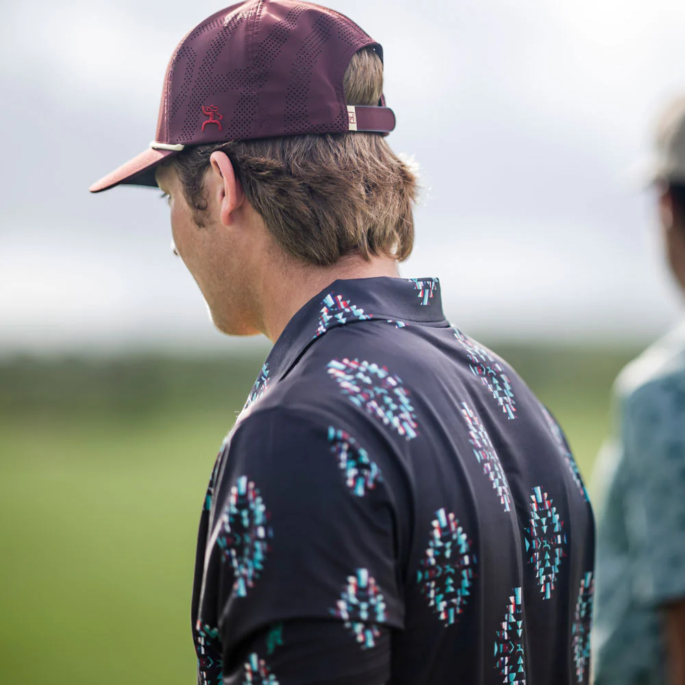 "The Weekender" Black w/Turquoise Aztec Polo - Image 3