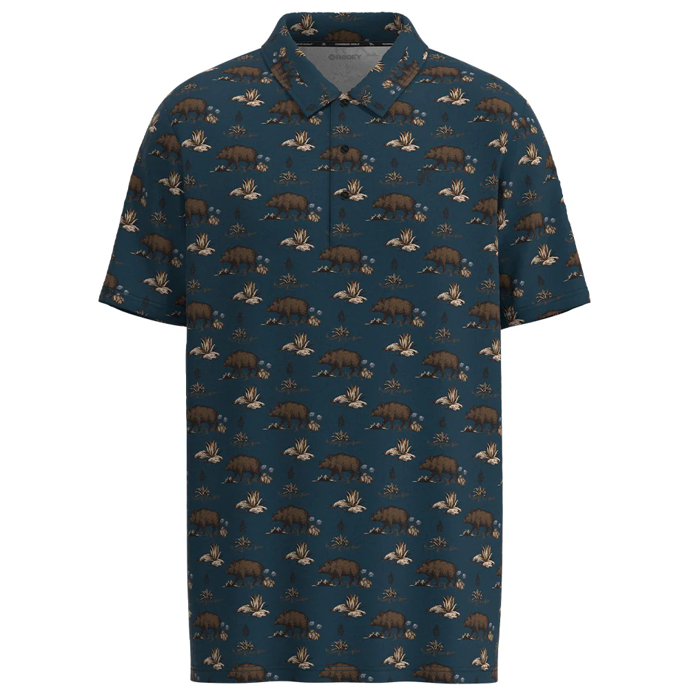 "The Weekender" Blue/Hooey Hog Pattern Polo