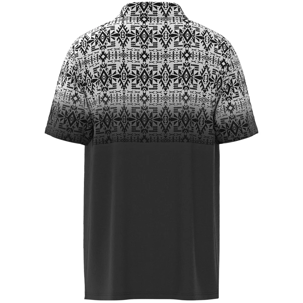"The Weekender" Grey w/Black & White Aztec Polo - Image 2