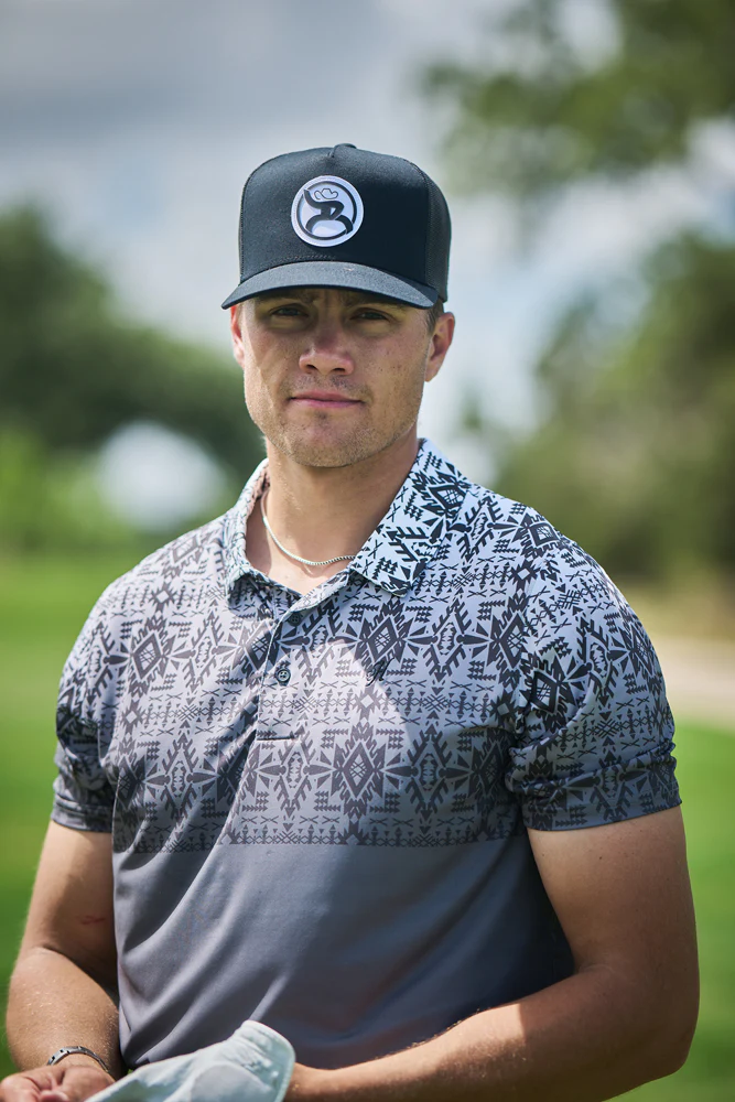 "The Weekender" Grey w/Black & White Aztec Polo - Image 3