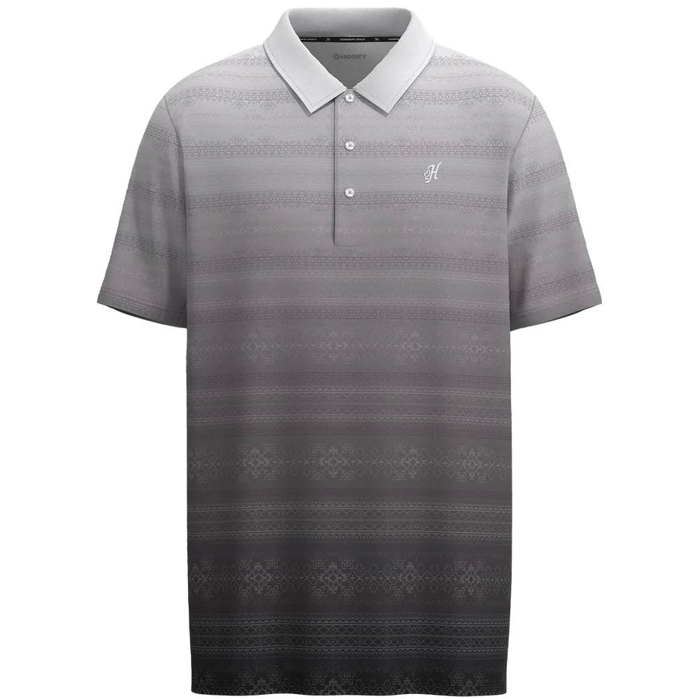 "The Weekender" Polo Black/White Ombre w/Aztec