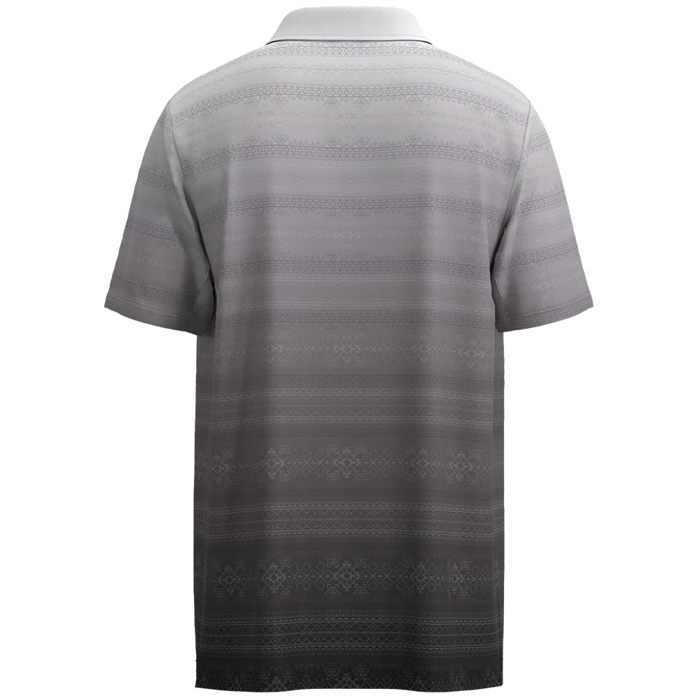 "The Weekender" Polo Black/White Ombre w/Aztec - Image 2