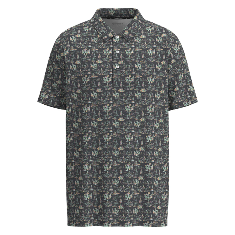 "The Weekender" Polo Charcoal w/Multi-Color Comanche Print