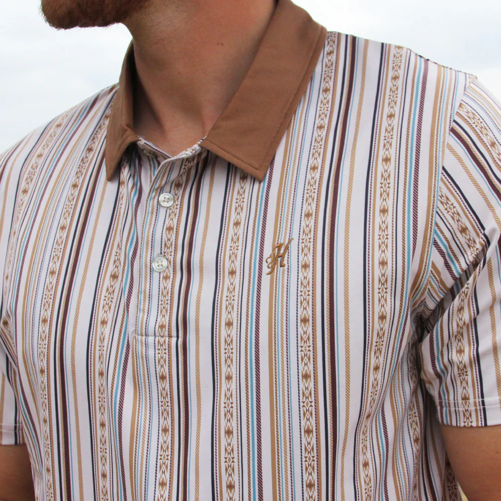 "The Weekender" Polo Cream w/Tan Stripes - Image 3