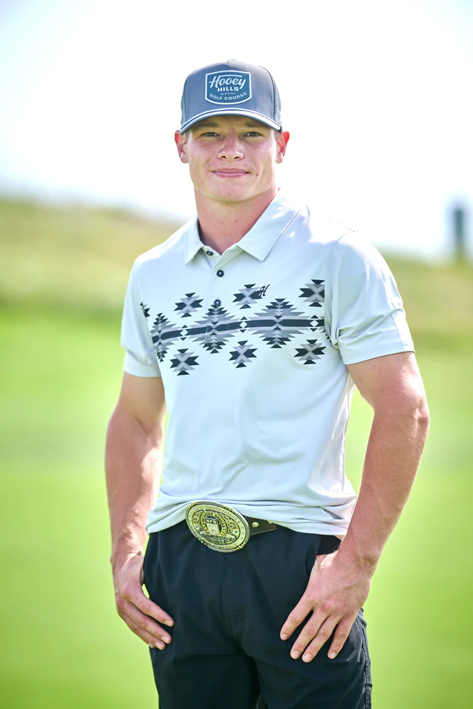 "The Weekender" Polo Grey/Black with Aztec - Image 3
