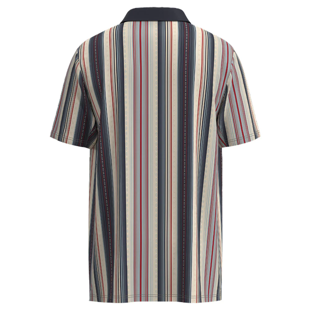 "The Weekender" Polo Grey w/Red & Blue Stripes - Image 2