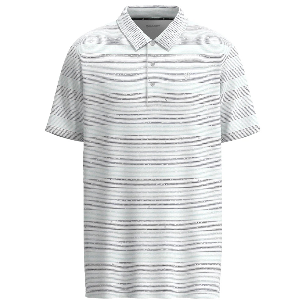 "The Weekender" Polo White w/ Blue Stripe Pattern