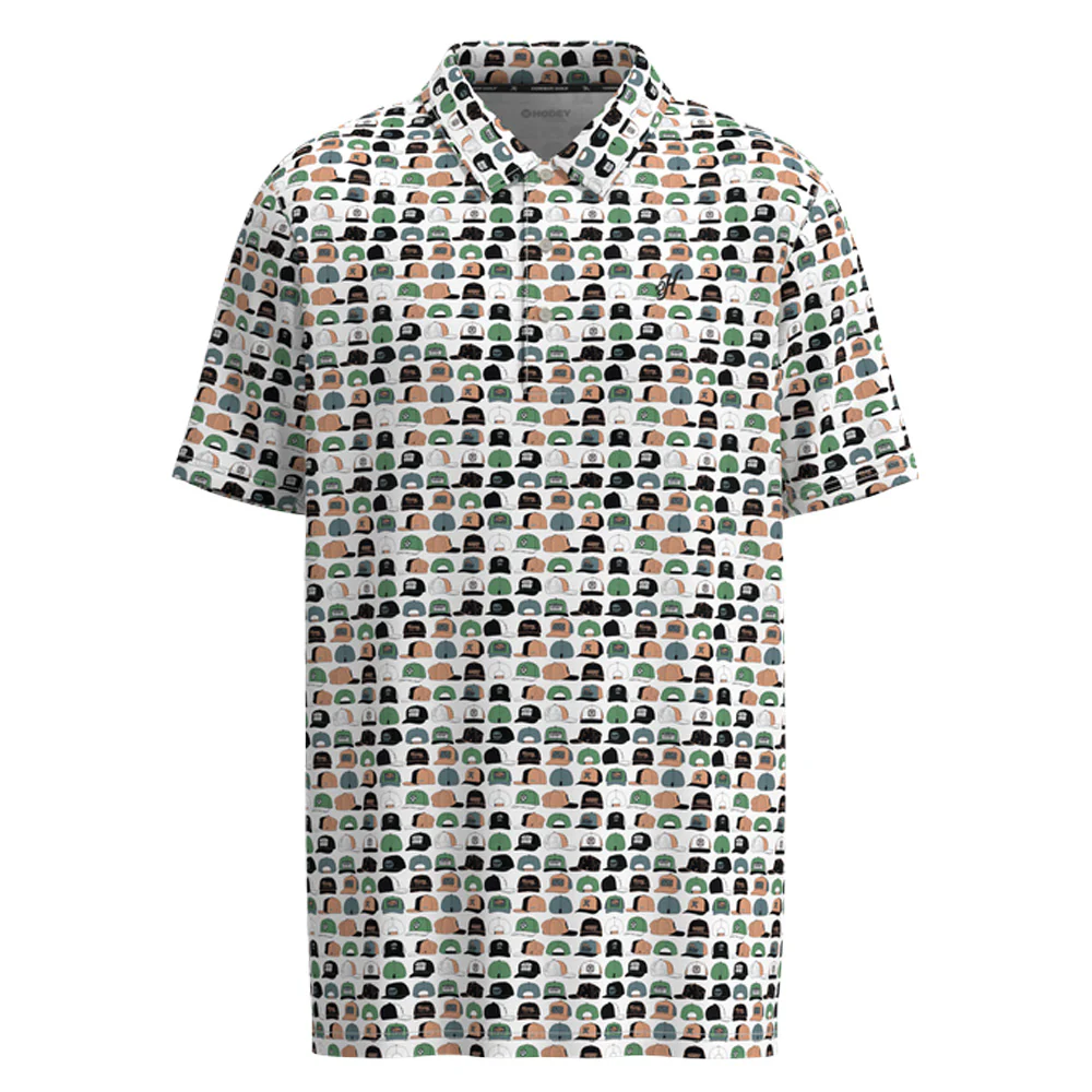 "The Weekender" Polo White w/ Multi-Color Hooey Hats Print