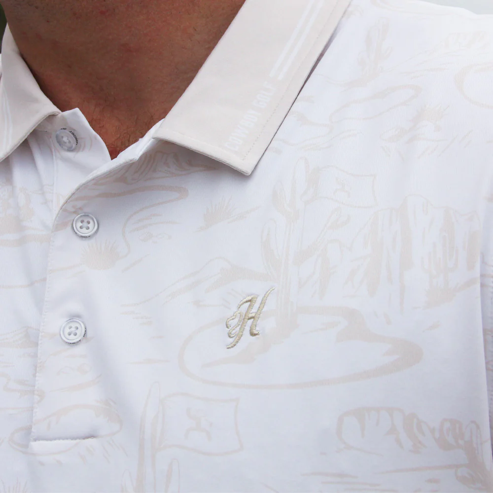 "The Weekender" Polo White w/Tan Desert Landscape - Image 4