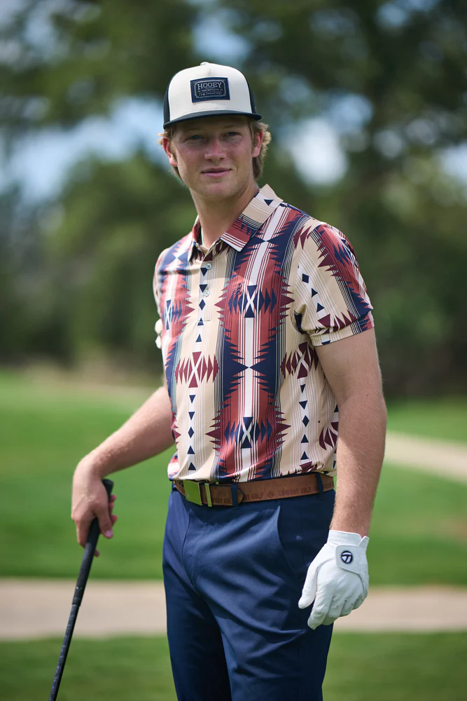"The Weekender" Tan/Red/Navy Aztec Polo - Image 3