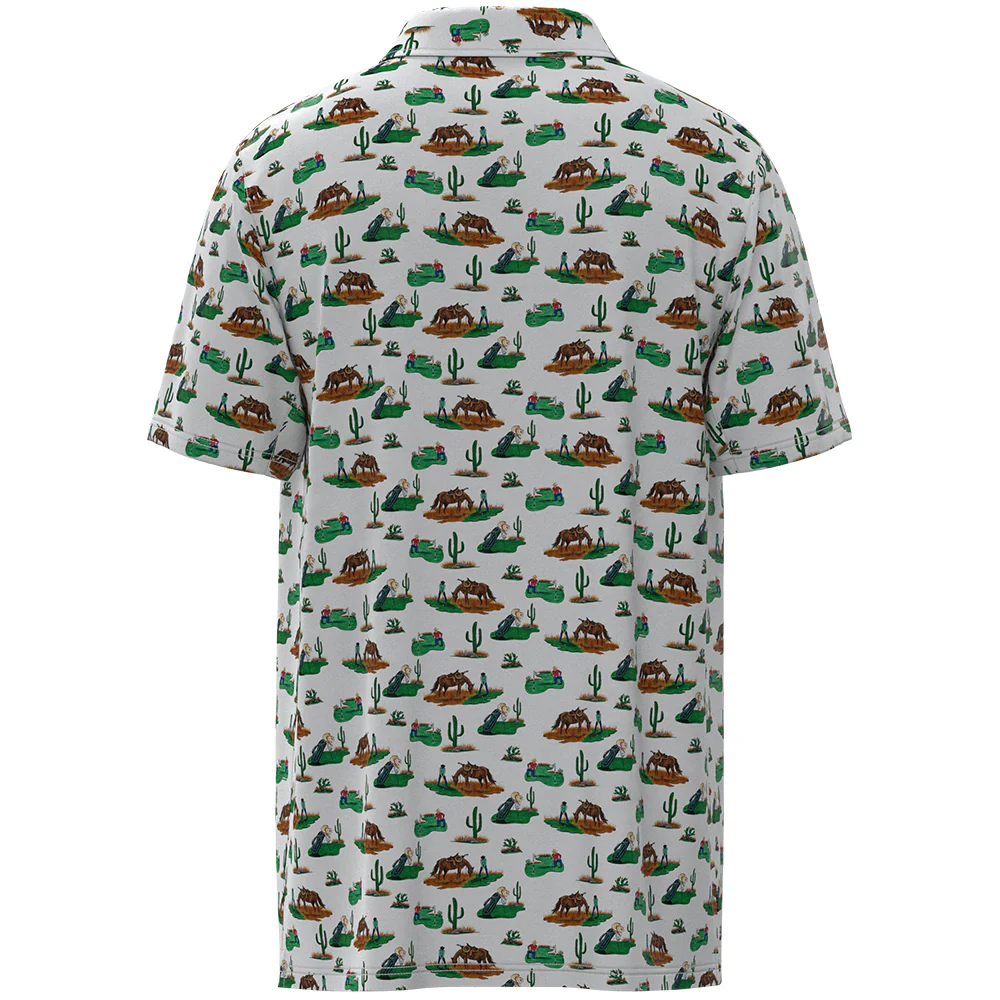 "The Weekender" White w/Cowboy Golf Pattern Polo - Image 2