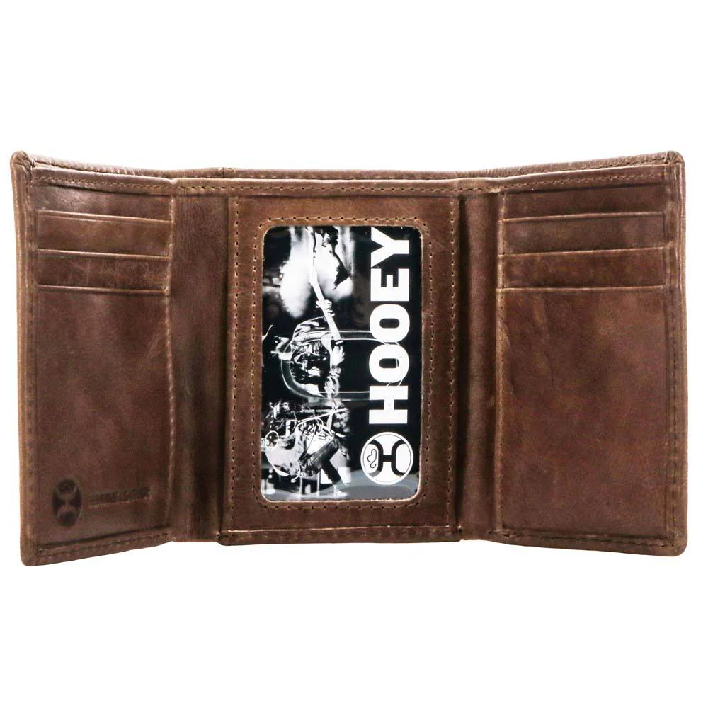 "Hooey Classic" Smooth Brown Trifold Wallet - Image 3