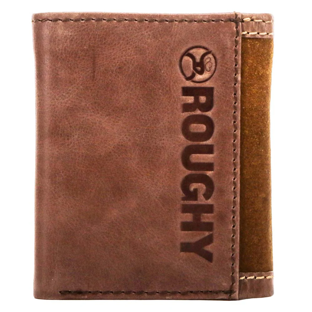 "Roughy Classic" Roughout Brown Leather Trifold Wallet - Image 2