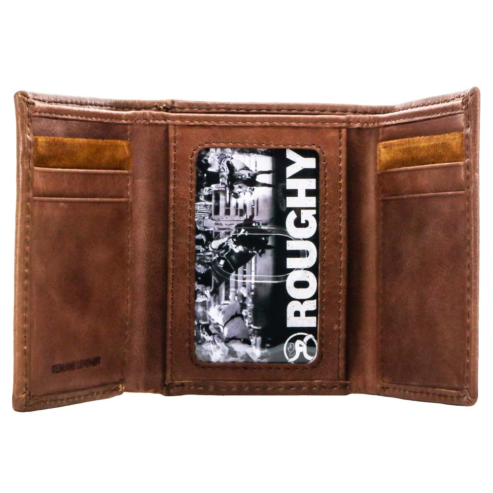 "Roughy Classic" Roughout Brown Leather Trifold Wallet - Image 3