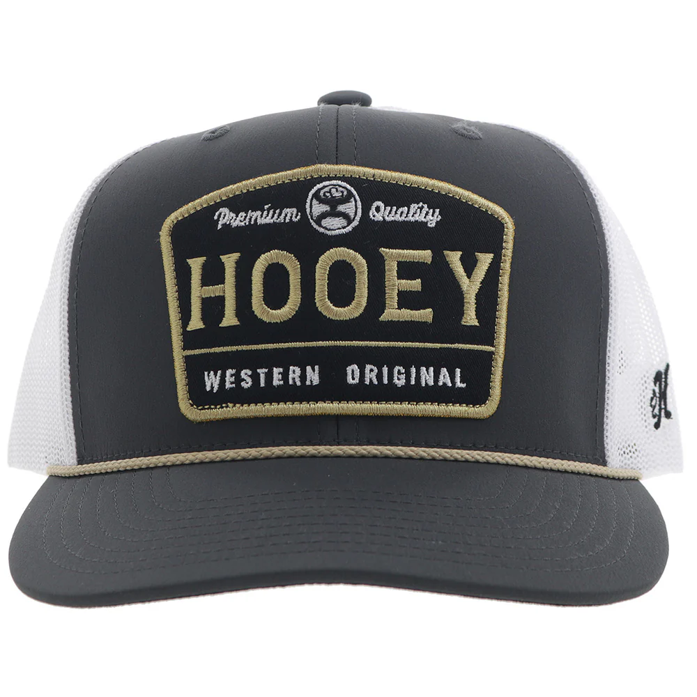 "Trip" Hooey Hat Charcoal/White w/Black/ Gold Patch - Image 4