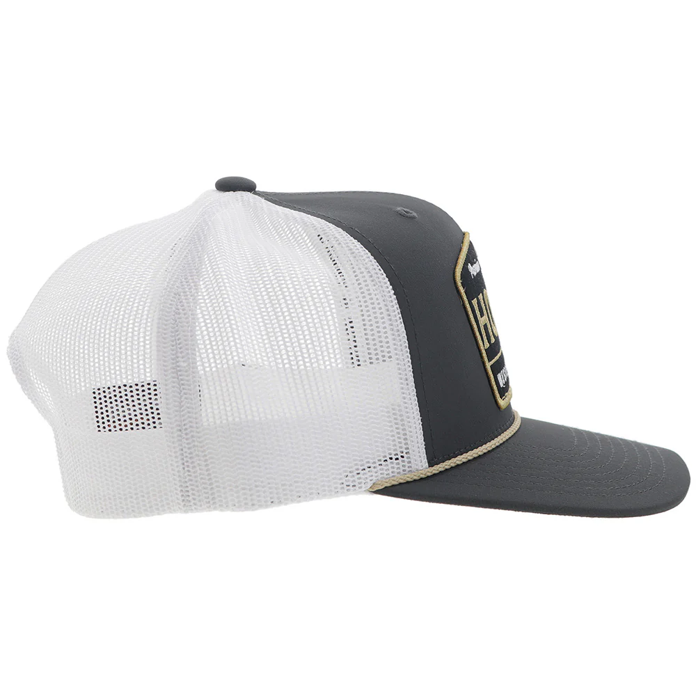 "Trip" Hooey Hat Charcoal/White w/Black/ Gold Patch - Image 5
