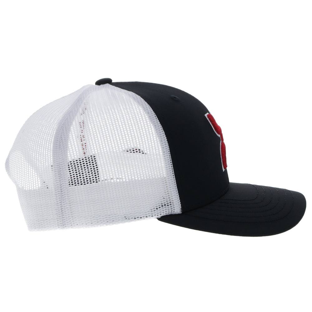 "University Of Arkansas" Hat Black/White w/ Red & White Hooey Logo - Image 4